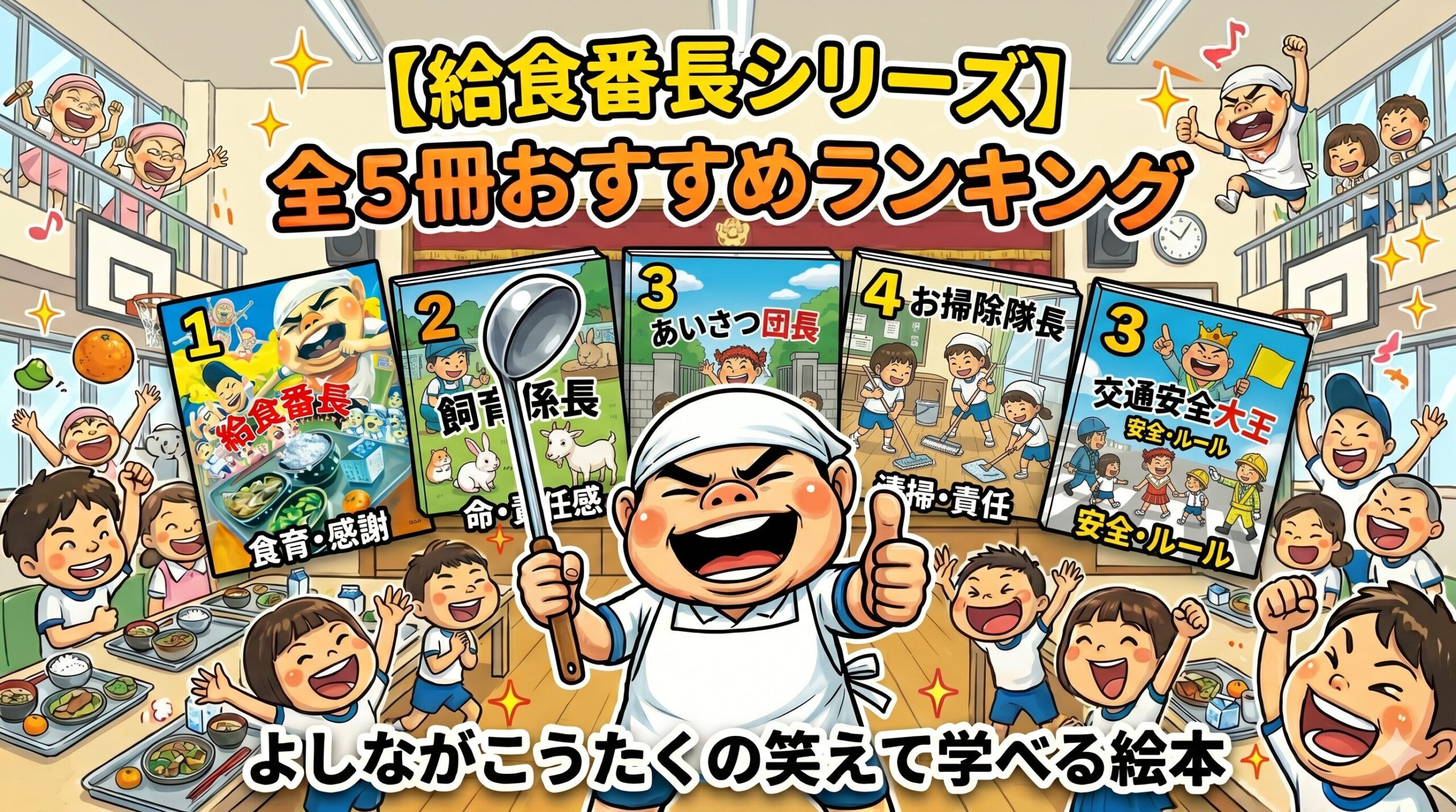 【給食番長シリーズ】全5冊おすすめランキング よしながこうたくの笑えて学べる小学生絵本